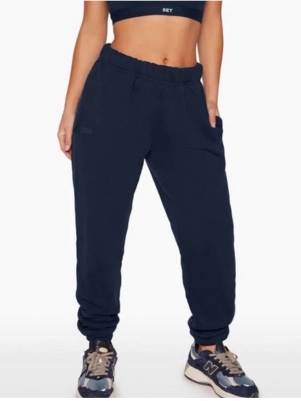 SET Active Navy High-Rise Jogger 100% Cotton Sweatpants